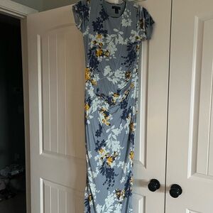 Floral Blue Maxi Maternity Dress